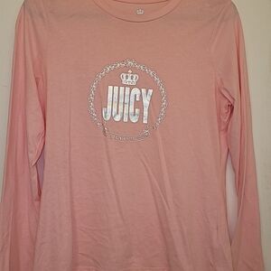 Juicy Couture Light Pink Long Sleeve Top with Silver Logo